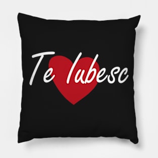 Te Iubesc I Love You Romanian Dragoste Cute Red Heart Pillow