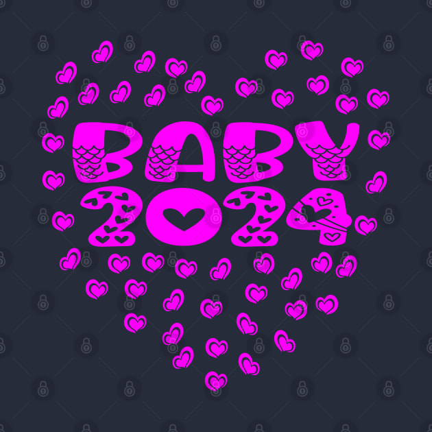 Pink Baby Birth Year 2024 PREGNANCY BABYSHOWER Baby Girl 2024 T