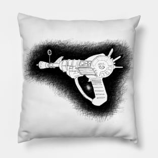 Zombies Black Sketchy Ray Gun on White Pillow