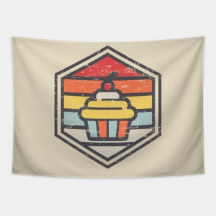 Retro Badge Cupcake Light Tapestry