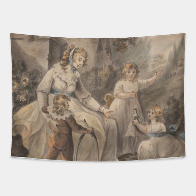 A Nurse with Three Children by Paul Sandby Tapestry by Classic Art Stall