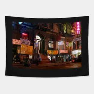 Lights of Chinatown urban street at night New York City Tapestry