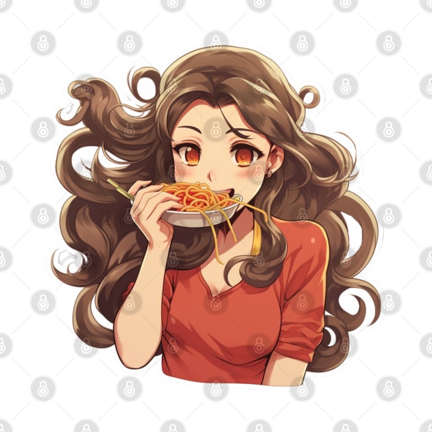 Cute Girl Eating Spaghetti by Riverside-Moon