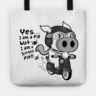 A strong pig ride a scooter 4 Tote