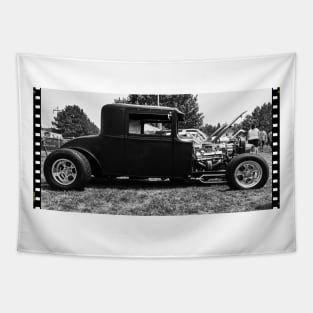 Black and White Hot Rod Tapestry