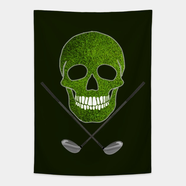 Skull and Golf Clubs Tapestry by Nuletto