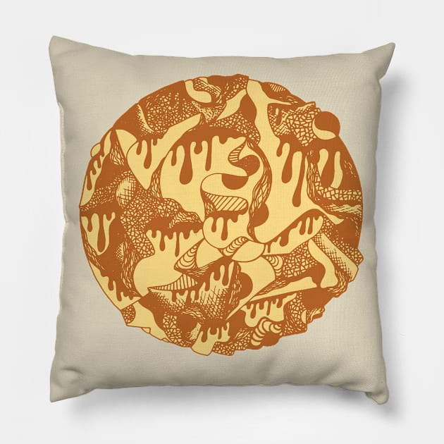 Terracotta Circle of Drip Pillow by kenallouis