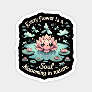 EVERY FLOWER IS A SOUL BLOSSOMING IN NATURE - KAWAII FLOWERS INSPIRATIONAL QUOTES Magnet