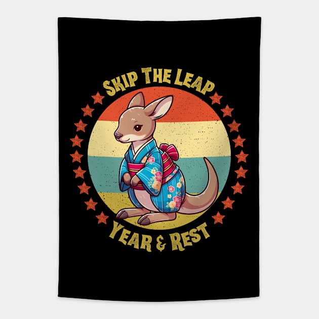 Leap year kangaroo Tapestry by Japanese Fever