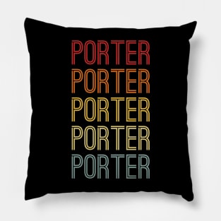 Porter Name Vintage Retro Pattern Pillow