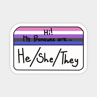 Hi my pronouns are - he she they - genderfluid pride Magnet