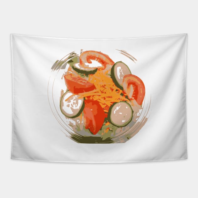 Salad, lunch, diet, vegetarian food, nutrition, food delivery Tapestry by grafinya