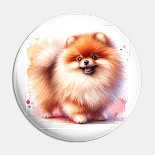 Pomeranian Watercolor Painting - Beautiful Dog Pin