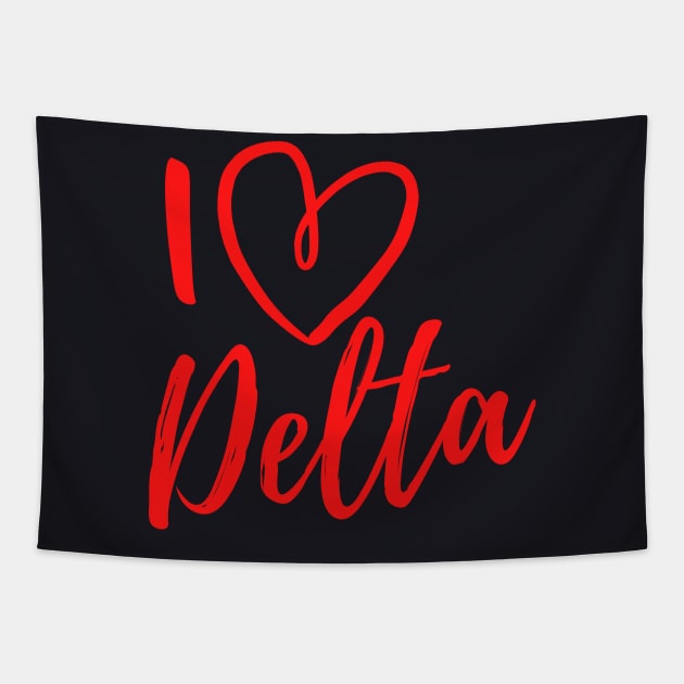 I Love Delta Tapestry by msallie11