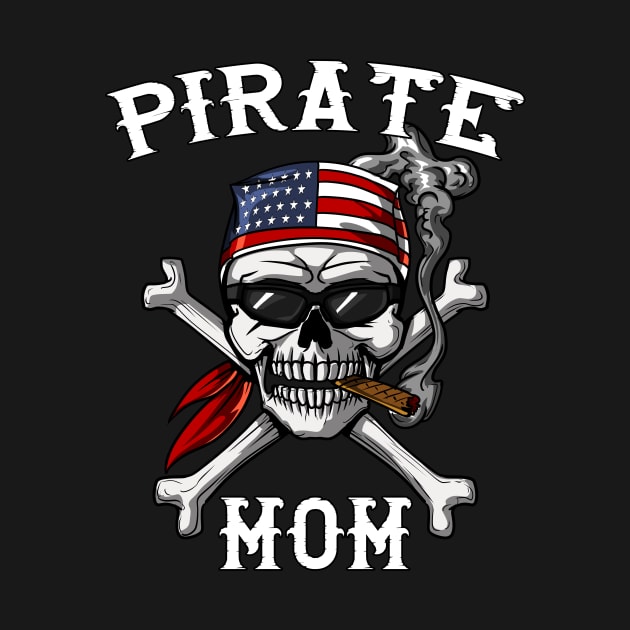 Pirate Mom Skull American Flag by underheaven