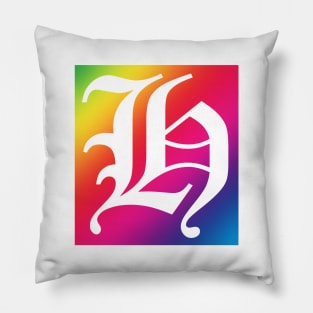 Rainbow White Letter H Pillow