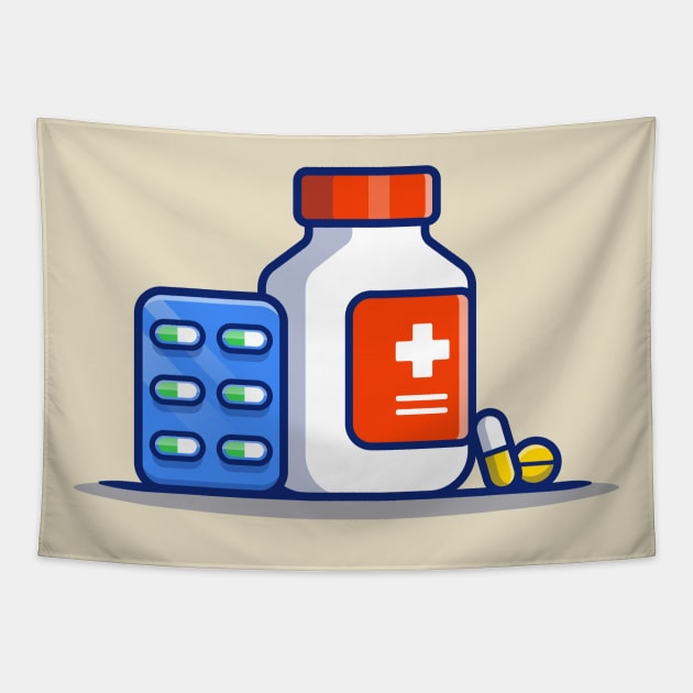 Medicine Jar And Pills Strip Tapestry by Catalyst Labs