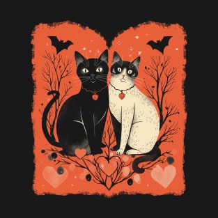 Valentine's Day Love Vintage Halloween Black Cat Witch Retro Cute Super Cool Best Gift T-Shirt