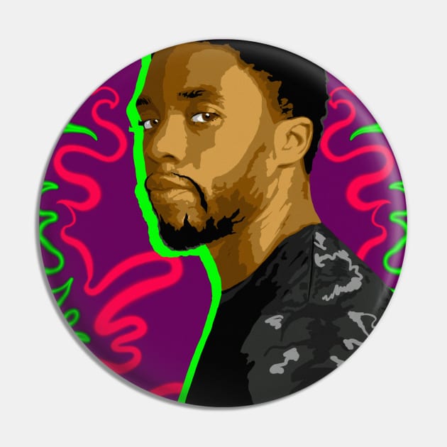 Chadwick Boseman Pop Art Portrait Pin by NibsonMother