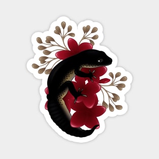 Leopard Gecko, Black Night, and Frangipani Flowers Magnet