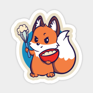 Fox baking with hand mixer Edit Magnet