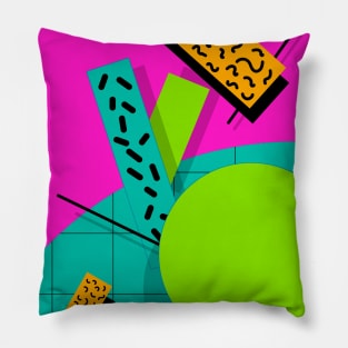 80s Tropical Fruit Geometric Design Pattern Pillow