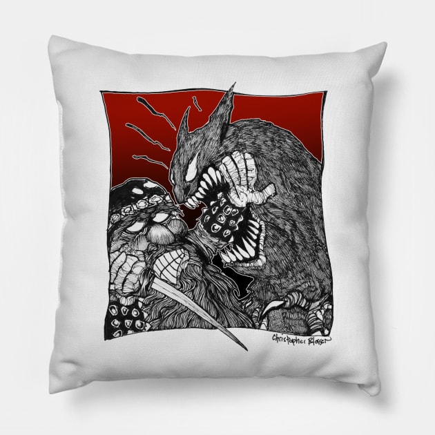 Dwarven Fury! Pillow by Christopher's Doodles