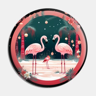 Flamingo Flock Sunset, Xmas,  Love Flamingos Pin