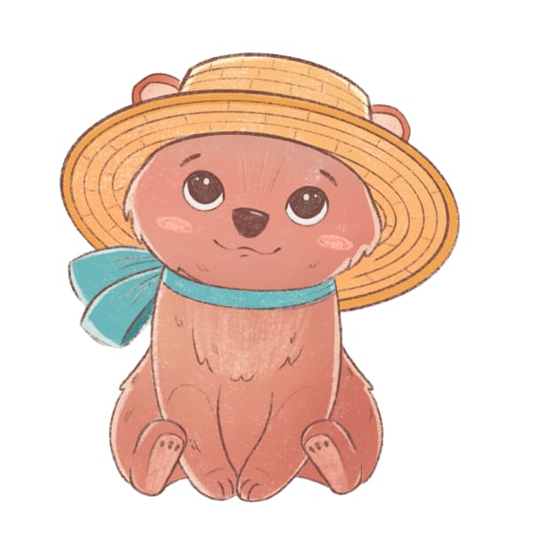 Baby bear in a hat by dariko art