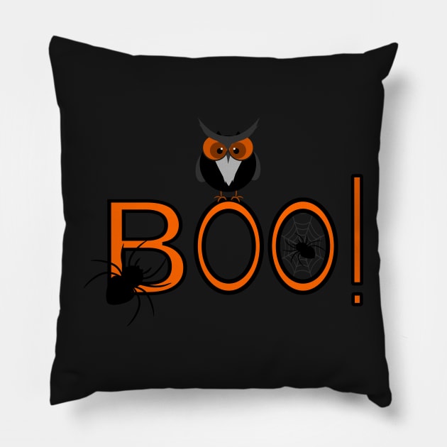 Boo, says the owl. It's Halloween! Pillow by cocodes