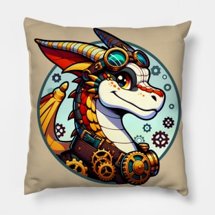 Steampunk Anthro Scalie Dragon Art Pillow