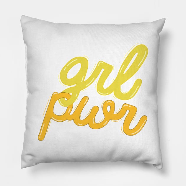 Yellow Girl Power Pillow by ShayliKipnis