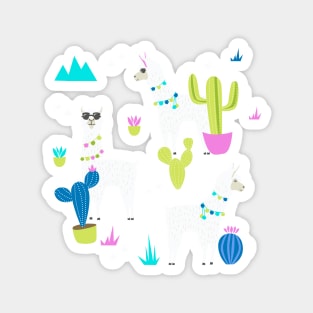 Summer Llama Pattern in Neon Magnet