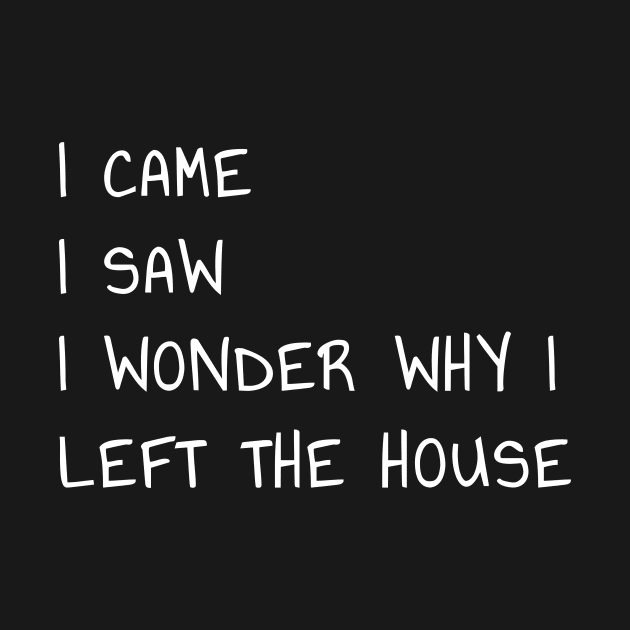 I Came I Saw I Wonder Why I Left The House T-Shirt for Socially Awkward People by PowderShot