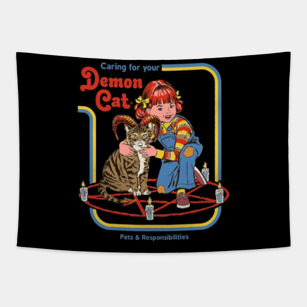 Caring For Your Demon Cat Caring For Your Demon Cat Tapestry Teepublic