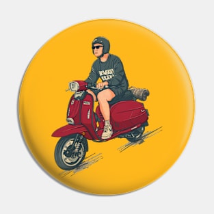 A Boy On His Scooter Pin