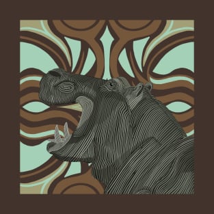 African Hippo Modern Abstract Background T-Shirt