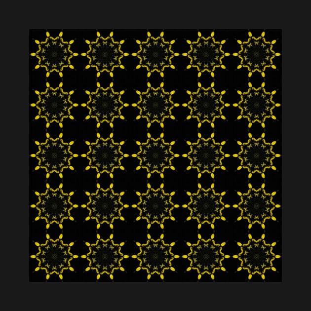 Yellow Chrysanthemum Light and Shadow Kaleidoscope pattern (Seamless) 3 by Swabcraft