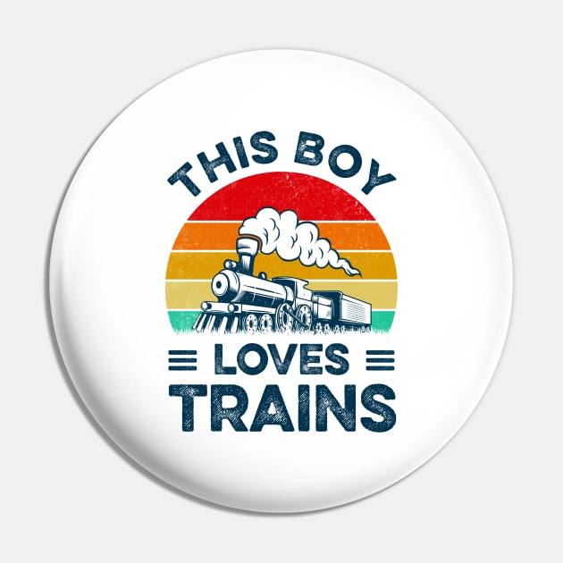 This Boy Loves Trains Gift Train Wagon Lover Gifts Pin by LawrenceBradyArt