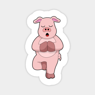 Pig at Yoga on a Leg Magnet