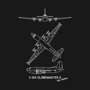 C-124 Globemaster II American Military Heavy-lift Cargo Aircraft Plane Blueprints Diagrams T-Shirt