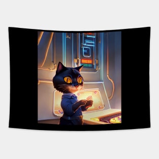 The Playful Cat Gamer Tapestry