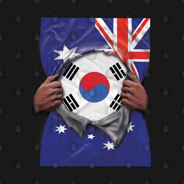 South Korea Flag Australian Flag Ripped - Gift for South Korean From South Korea by Country Flags