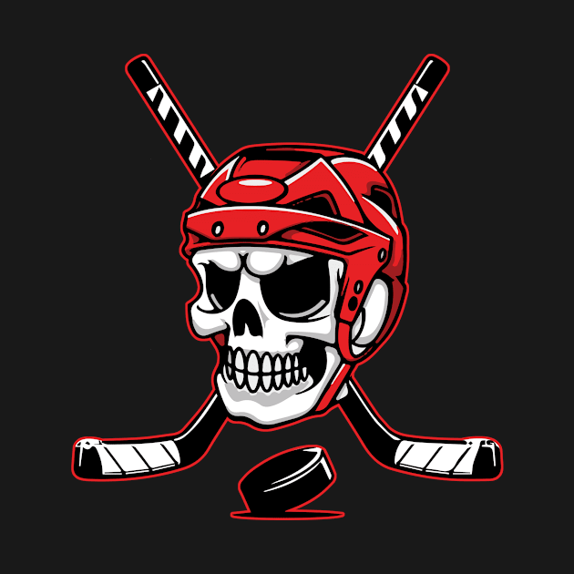 Skeleton Ice Hockey Puck Skull With Hockey Stick Halloween by TerronesAdrianer