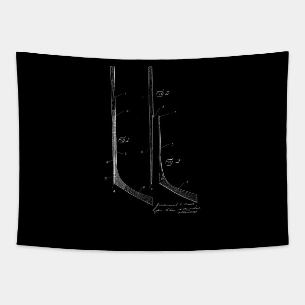 Hockey Stick Vintage Patent Drawing Tapestry by TheYoungDesigns