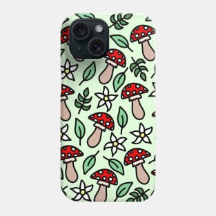 Cute Whimsical Mushroom Fairy Garden Doodles, made by EndlessEmporium Phone Case