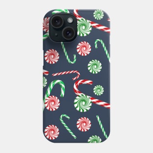 Peppermint dreams on navy blue Phone Case