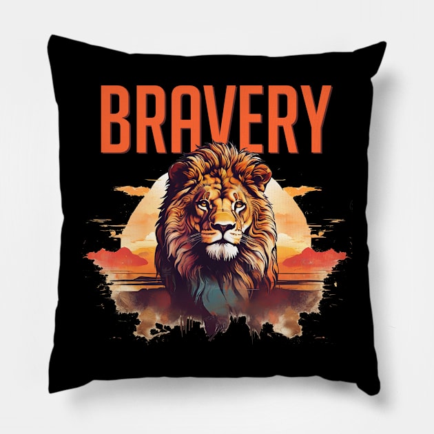 Bravery Lion Pillow by imagifa