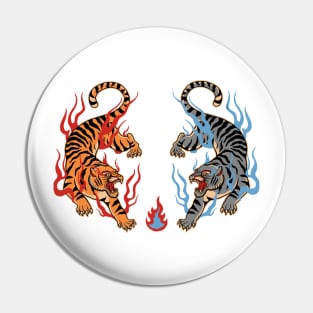 tiger fire red and blue Pin