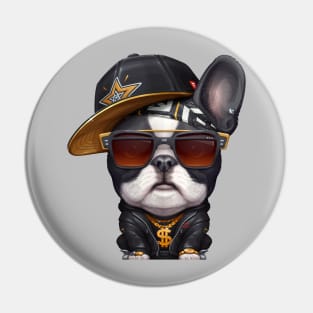 Brindle Pied French Bulldog Hip-Hop Super Star Pin